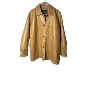 Levi's Oversize Tan Faux Leather‎ Relaxed Button Front Jacket Size Large